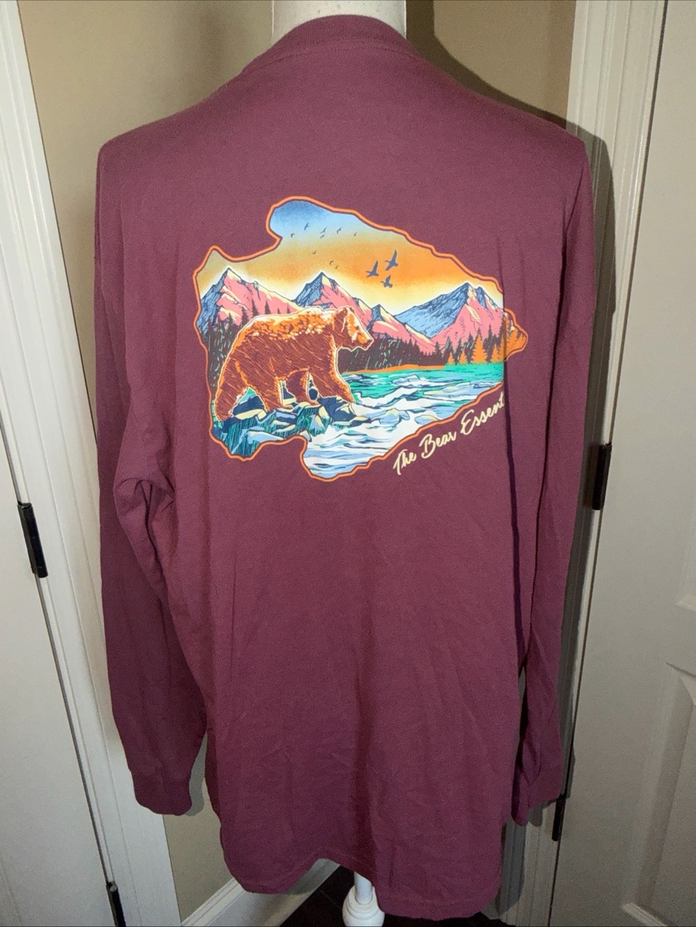 Burlebo Men’s Long Sleeve Pocket T Shirt Men’s Size L Rust The Bear Essentials